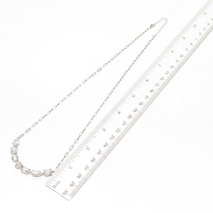 925 Sterling Silver Muti-Cut C Z Paperclip Chain Necklace 18-20"