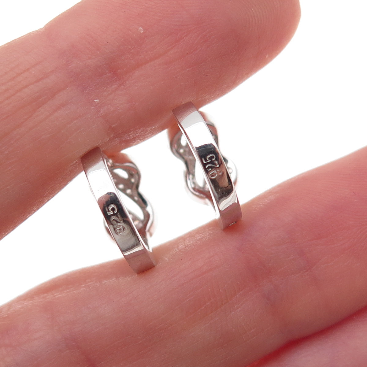 925 Sterling Silver Round-Cut C Z Infinity Hoop Earrings