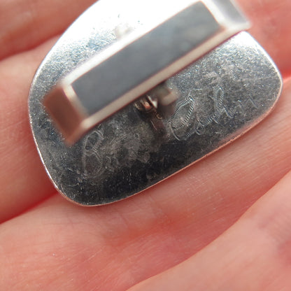 BUD COLIN 925 Sterling Silver Vintage Real Agate Modernist Oxidized Cufflinks