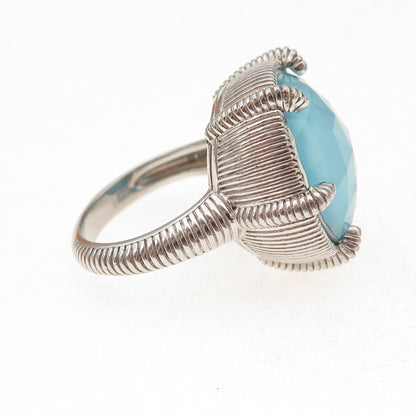 Judith Ripka 925 Sterling Silver Real Doublet Turquoise Floral Ring Size 7