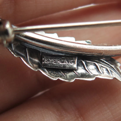 925 Sterling Silver Vintage Floral Leaf Pin Brooch