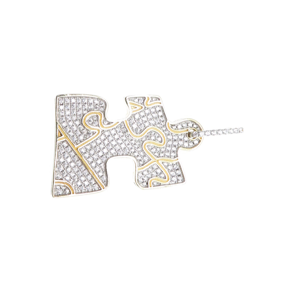 925 Sterling Silver Gold Plated Round-Cut Shaped C Z Puzzle Pendant