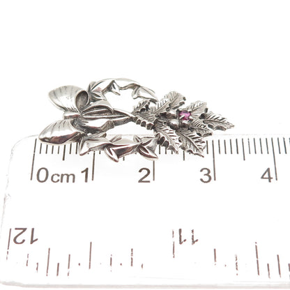 Franklin Mint 925 Sterling Silver Vintage 1982 Real Ruby True Love Slide Pendant