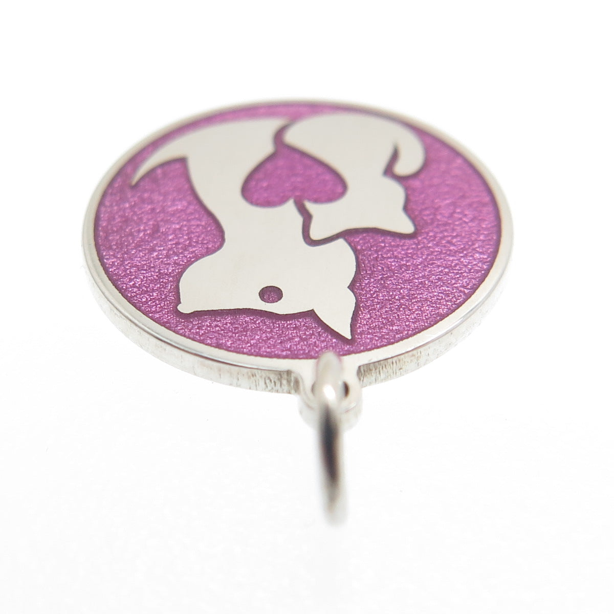 925 Sterling Silver Purple Enamel Cat & Dog Friendship Minimalist Charm Pendant