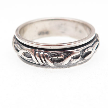 925 Sterling Silver Vintage Infinity Oxidized Rotating Band Ring Size 12