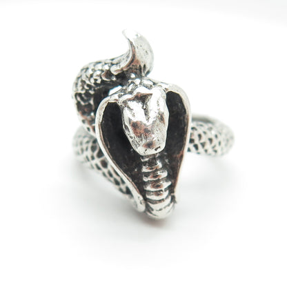 925 Sterling Silver Vintage Cobra Snake Ring Size 6.5