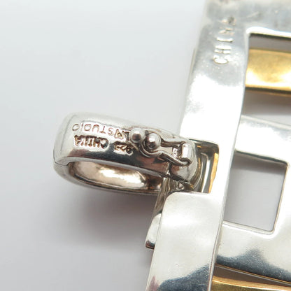 925 Sterling Silver 2-Tone Vintage Robert Lee Morris Open Triple Square Pendant