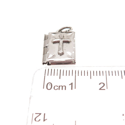 Danecraft 925 Sterling Antique Art Deco Cross Prayer Locket Mini Charm Pendant