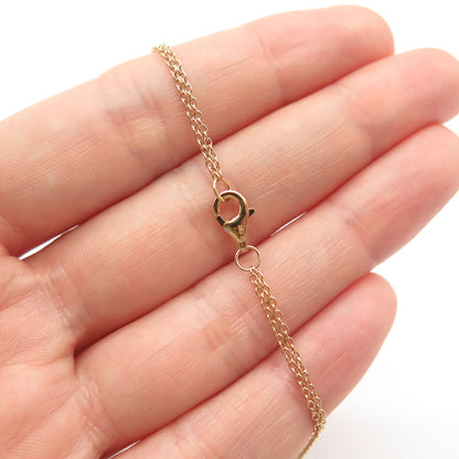 925 Sterling Silver Gold Plated White Topaz Gem 2-Row Rolo Chain Necklace 18"