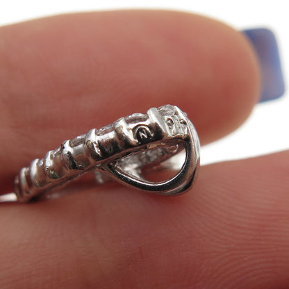 925 Sterling Silver Round-Cut C Z Heart Mini Slide Charm Pendant