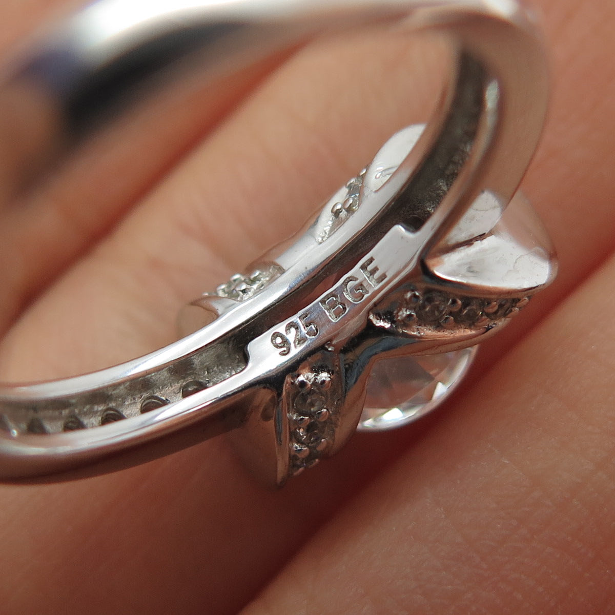 BGE Bradford 925 Sterling Silver Round-Cut C Z Engagement Ring Size 8