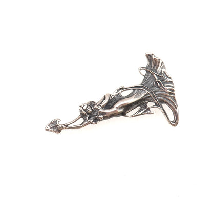 Shube 925 Sterling Silver Vintage Floral Lady Oxidized Pin Brooch