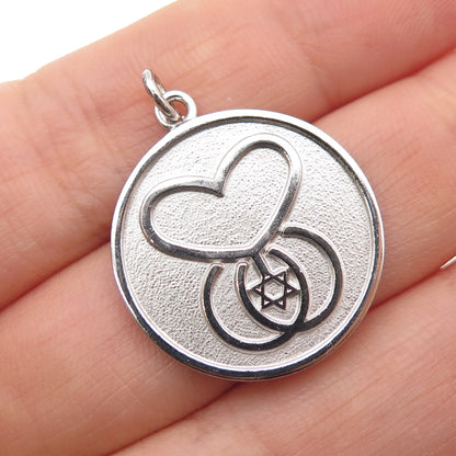 Dieges & Clust 925 Sterling Silver Vintage Star of David Heart Charm Pendant