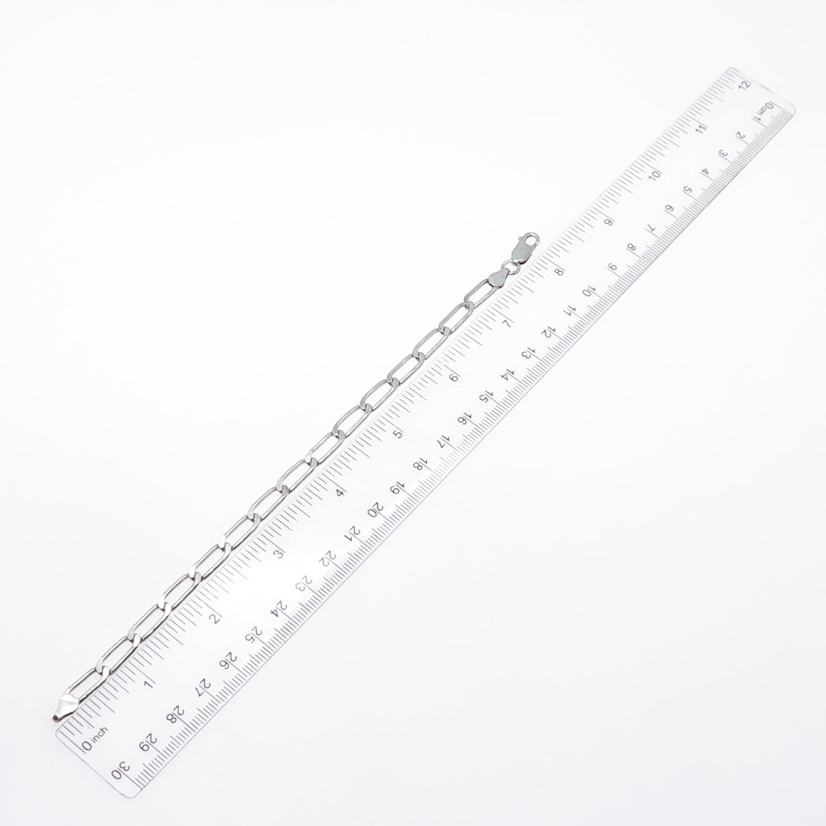 925 Sterling Silver Vintage Italy Paperclip Link Bracelet 7.75"