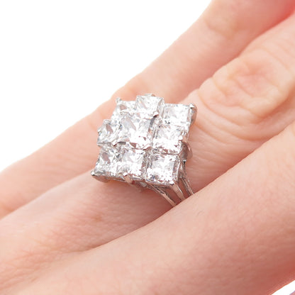 925 Sterling Silver Princess-Cut Sparkle Ring Size 5.25