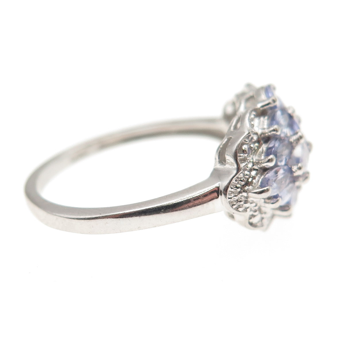 Chuck Clemency 925 Sterling Silver Real Marquise-Cut Tanzanite Ring Size 7