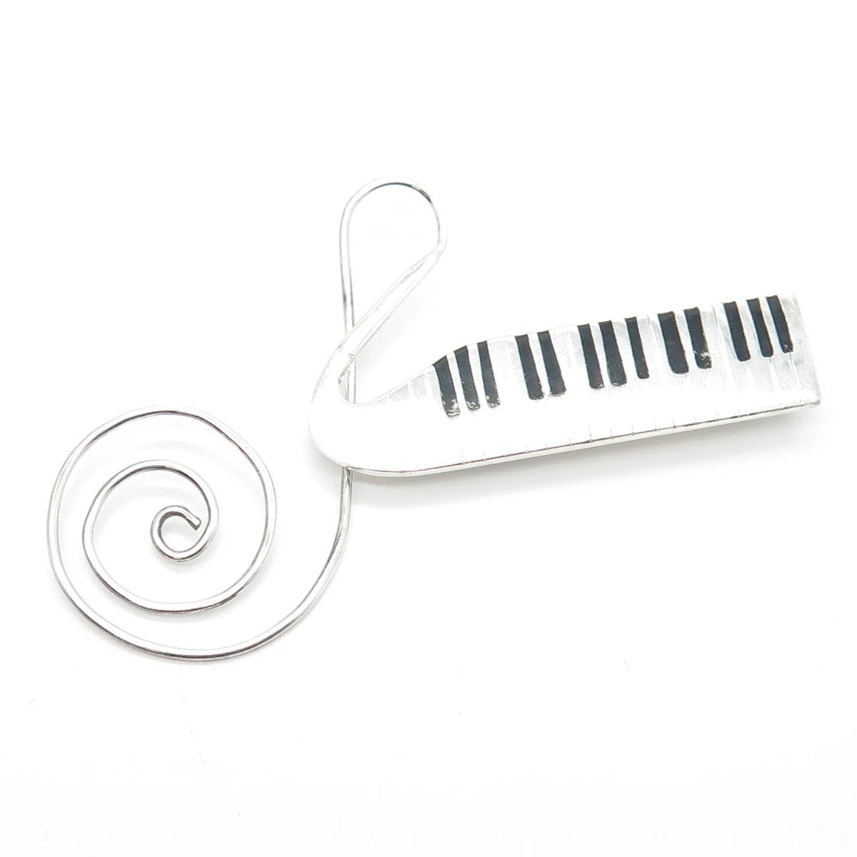 925 Sterling Silver Vintage Mexico Enamel Piano Keys Pin Brooch