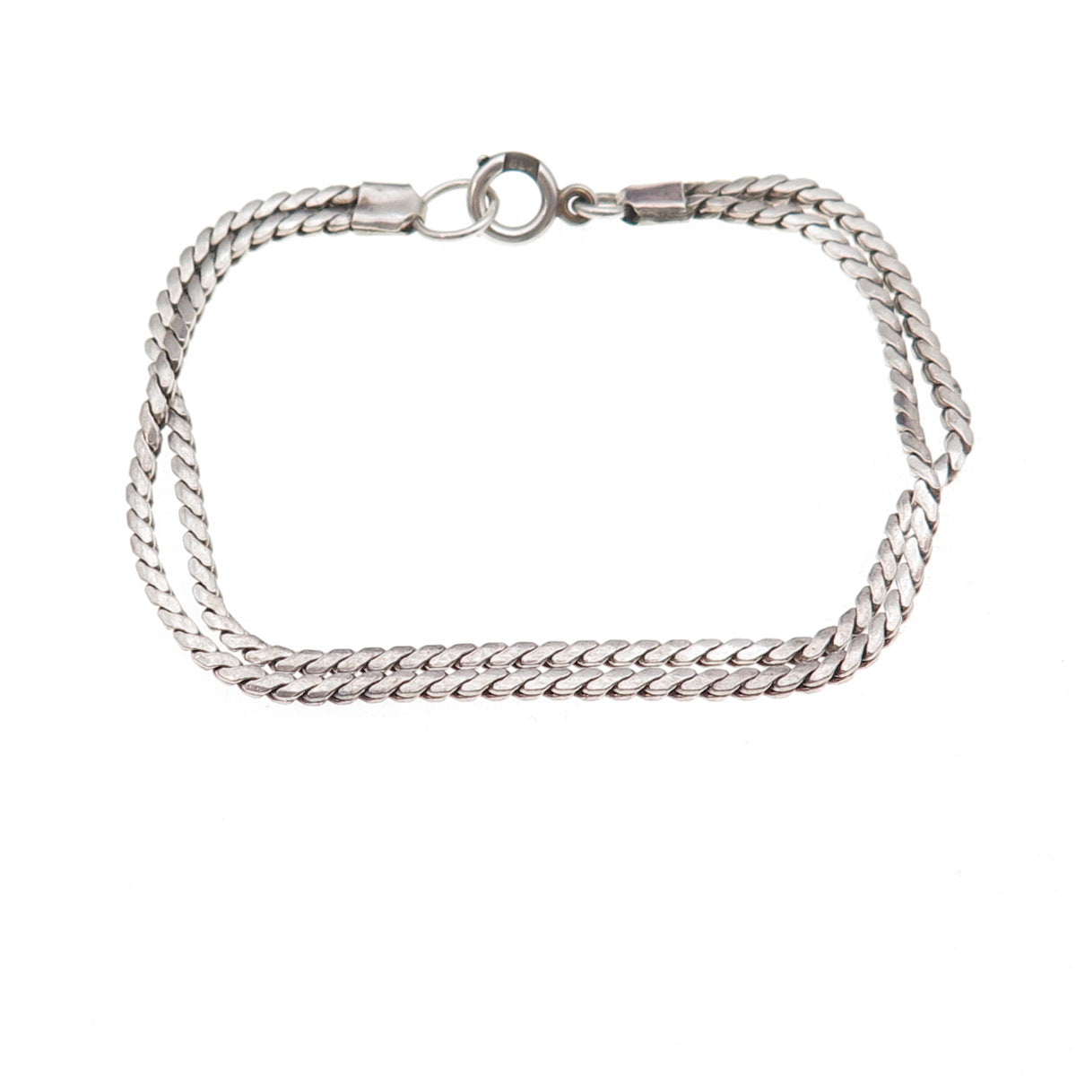 925 Sterling Silver Vintage S-Shape Link Double Chain Bracelet 6.75"