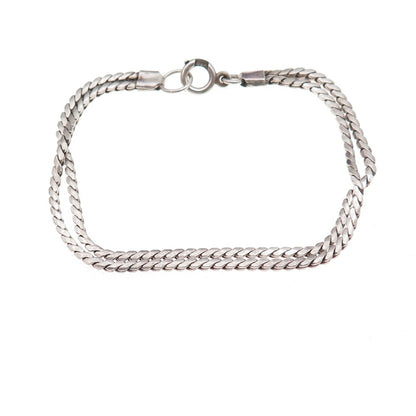 925 Sterling Silver Vintage S-Shape Link Double Chain Bracelet 6.75"