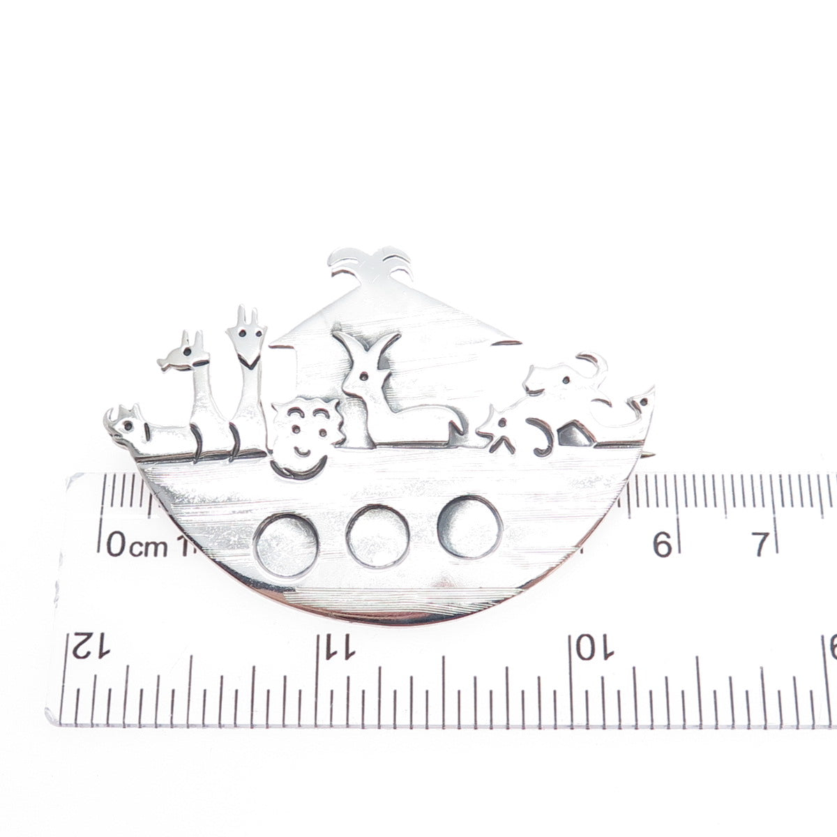 925 Sterling Silver Vintage Mexico Noah's Ark Religious Pin Brooch