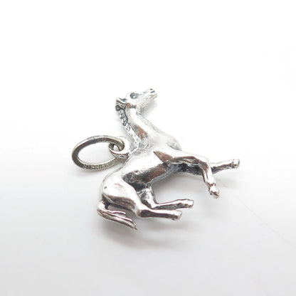 925 Sterling Silver Vintage Trote Y Galope Horse 3D Charm Pendant