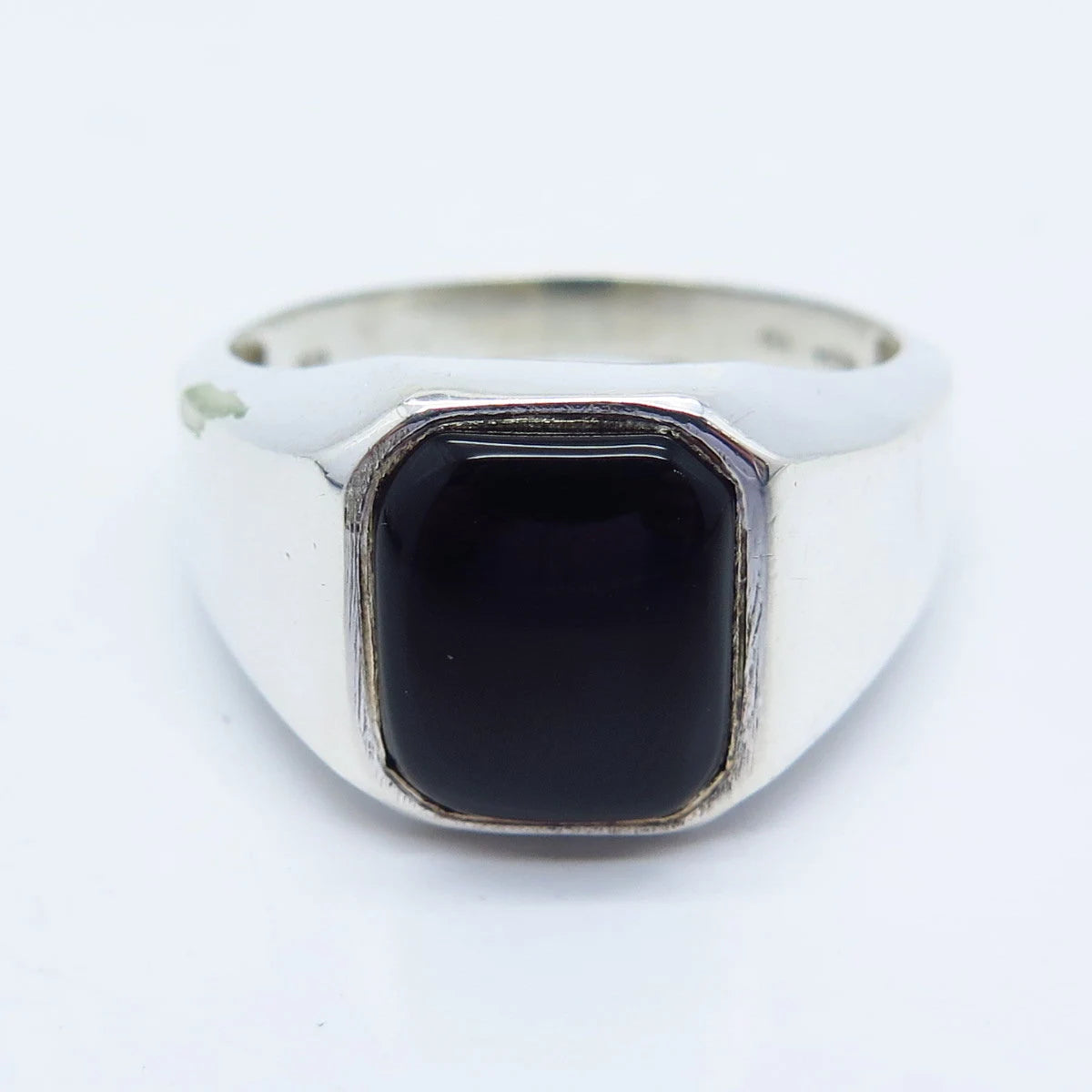 925 Sterling Silver Vintage Real Black Onyx Gemstone Ring Size 12.25