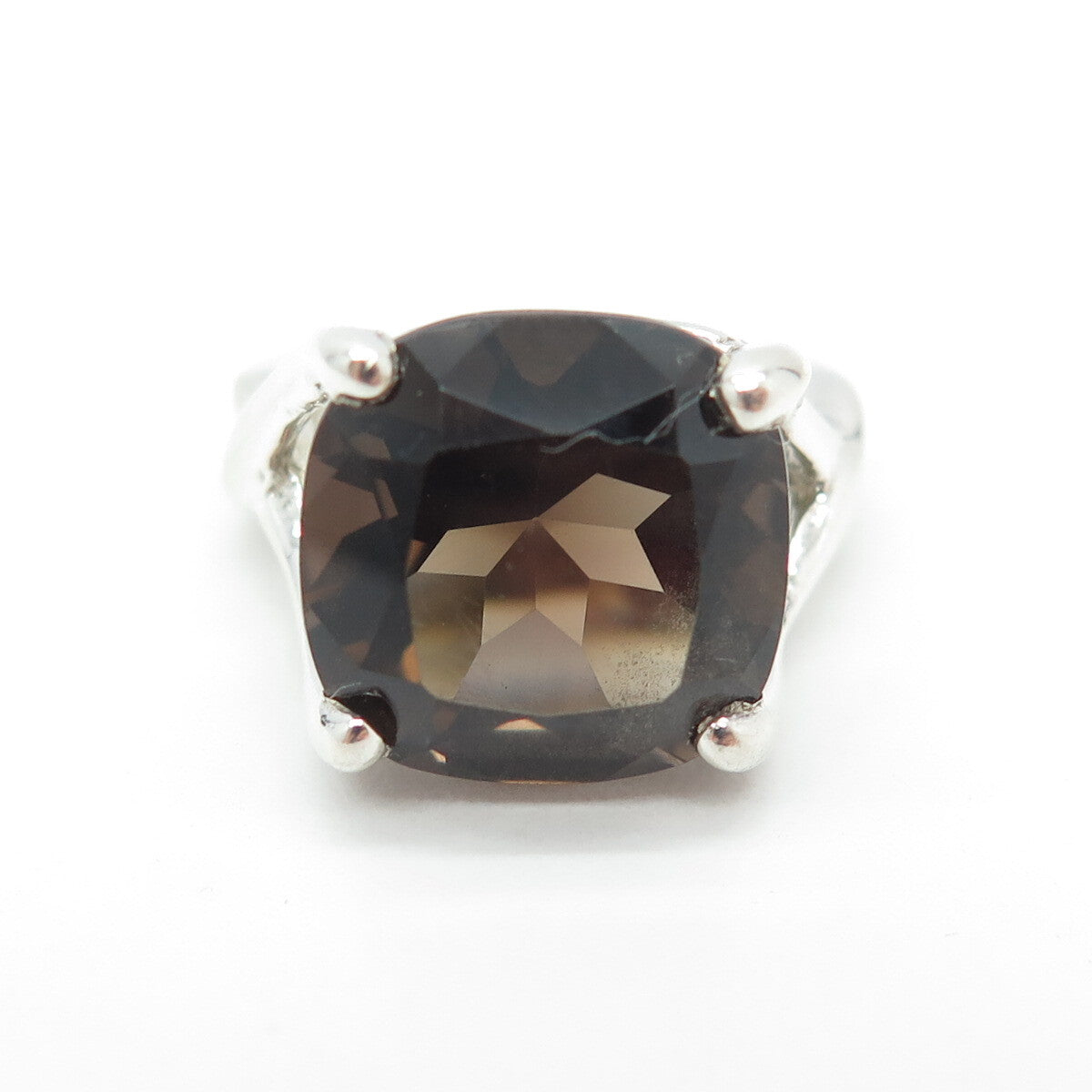 925 Sterling Silver Vintage Real Smoky Quartz Ring Size 5.5