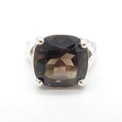 925 Sterling Silver Vintage Real Smoky Quartz Ring Size 5.5