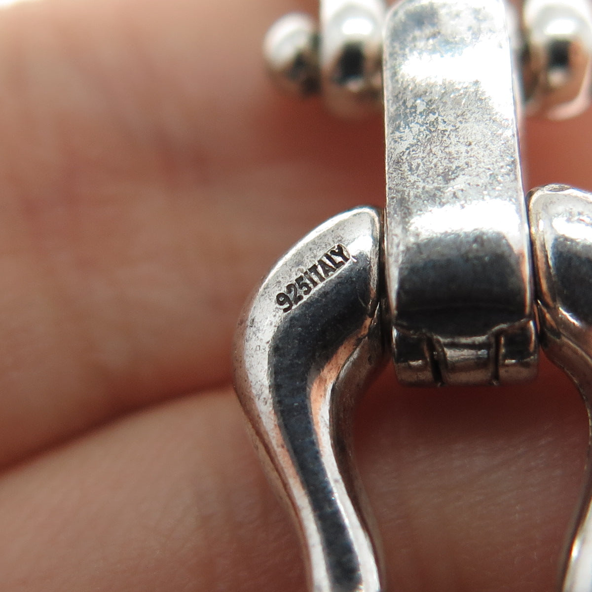 925 Sterling Silver Vintage Italy Modernist Horseshoe Chain Necklace 16"