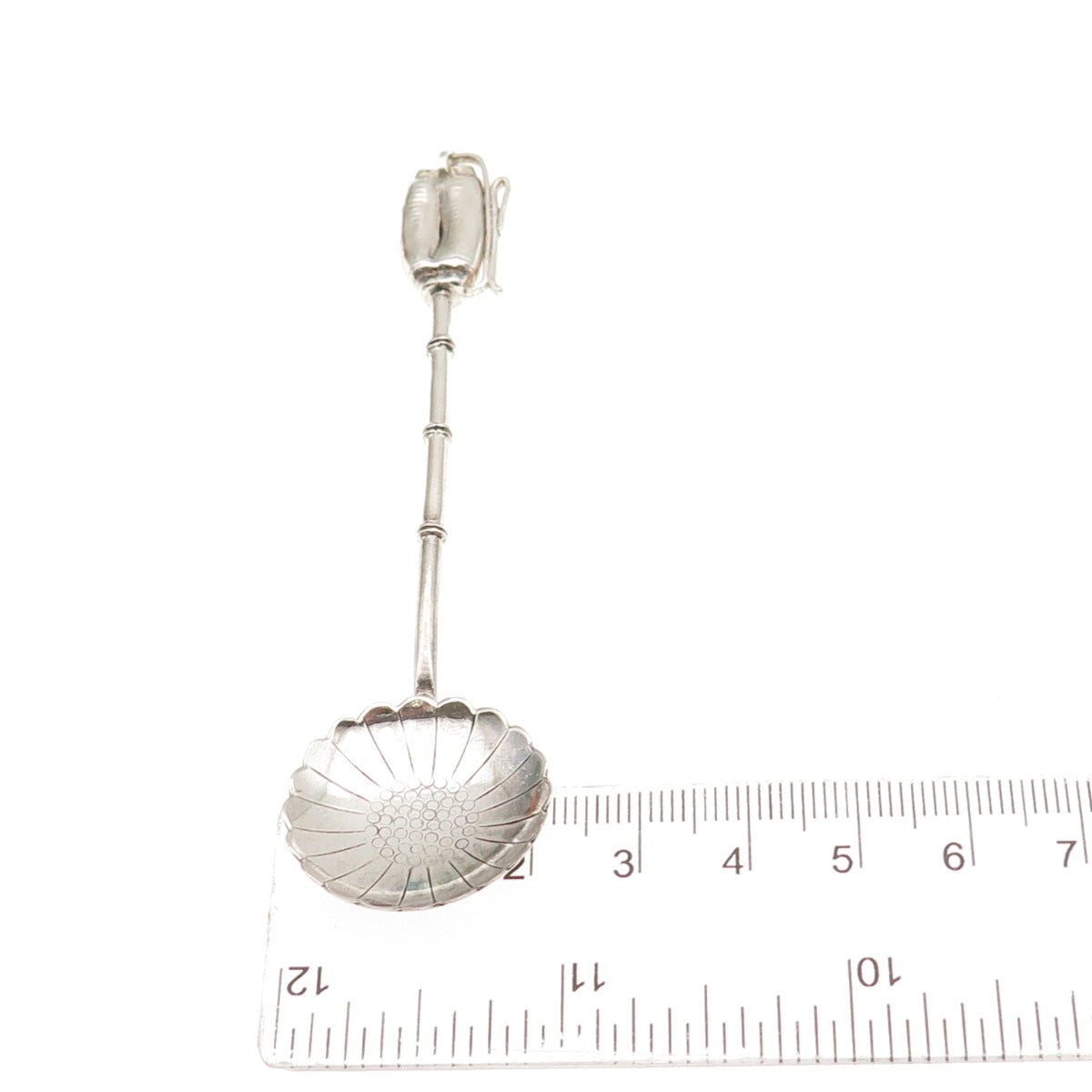 950 Silver Antique Japan Bamboo Salt & Spices Spoon