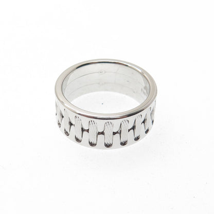 NEOS 925 Sterling Silver Textured Sewing Stitches Band Ring Size 8.75