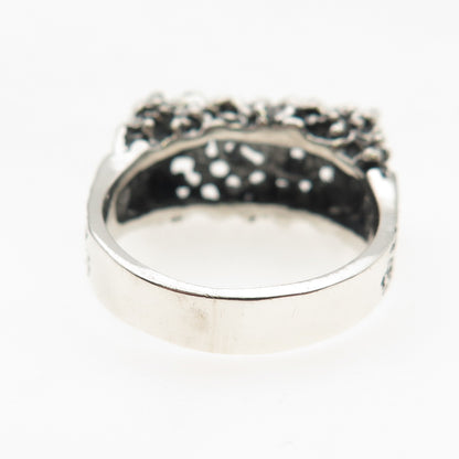 Ostby & Barton 925 Sterling Silver Vintage Modernist Nugget Oxidized Ring Size 9
