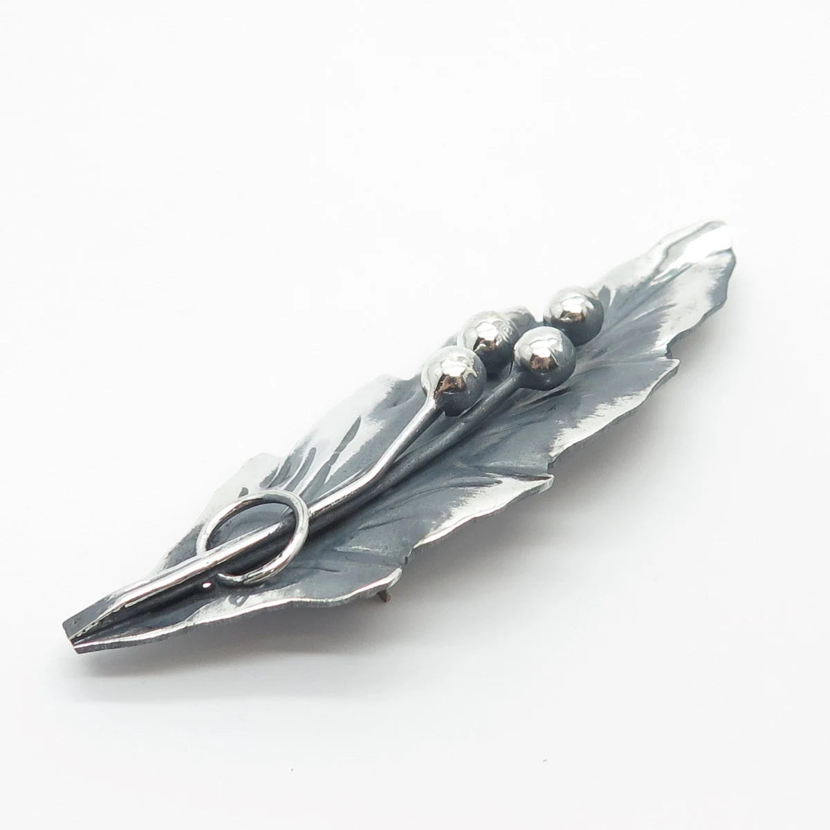 925 Sterling Silver Vintage Mexico Leaf Pin Brooch