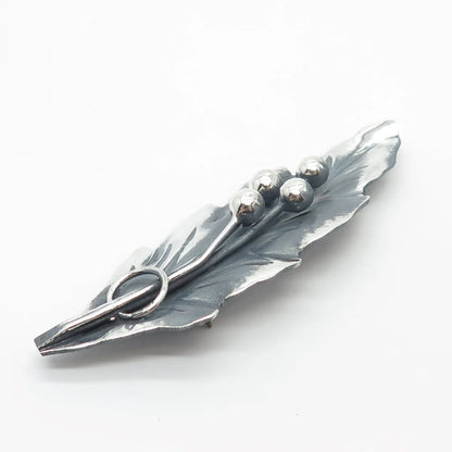 925 Sterling Silver Vintage Mexico Leaf Pin Brooch