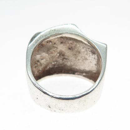 925 Sterling Silver Vintage Modernist Oxidized Ring Size 8.75