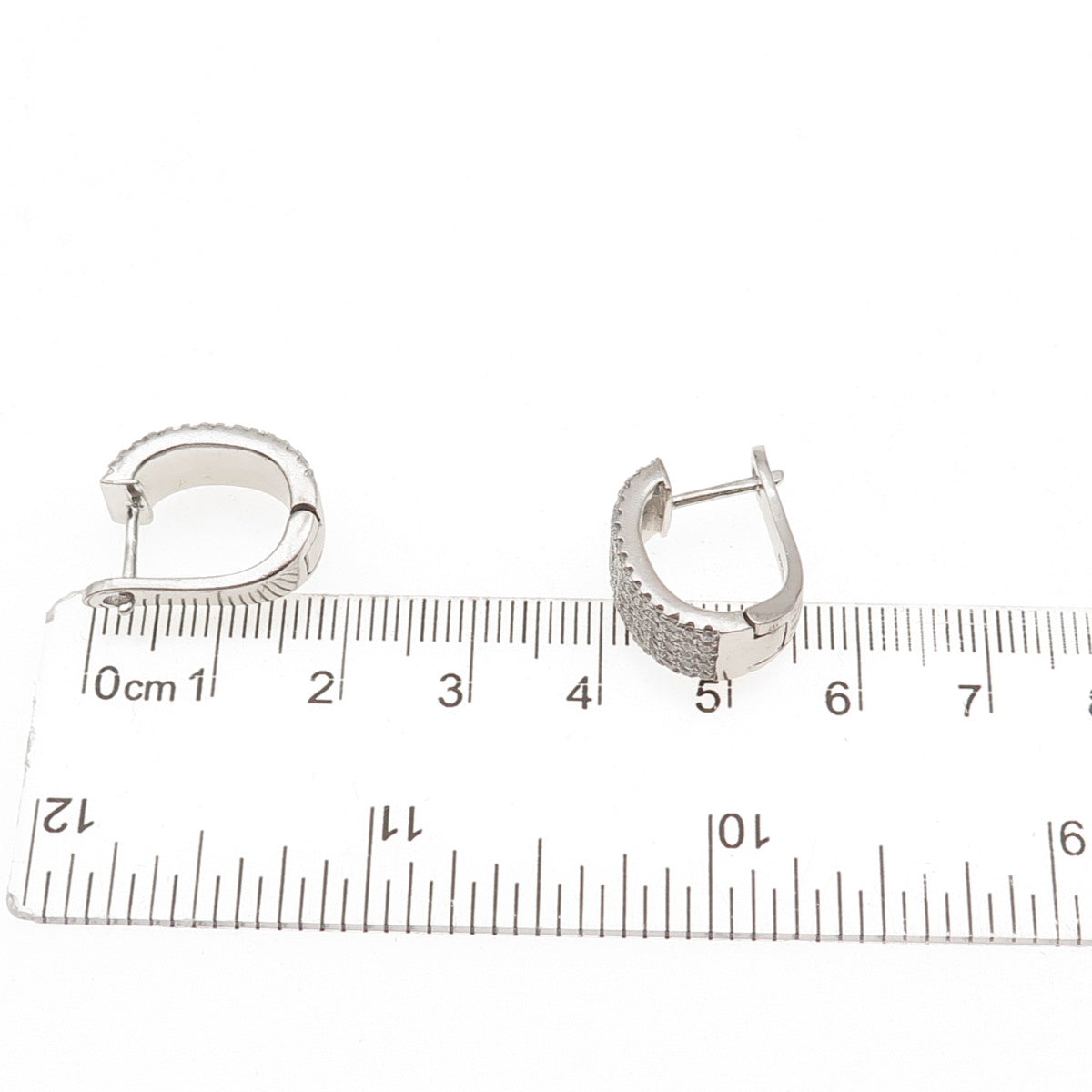 925 Sterling Silver Round-Cut C Z Hoop Earrings