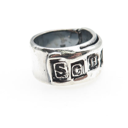925 Sterling Silver Vintage Modernist Schiavo Oxidized Band Ring Size 8