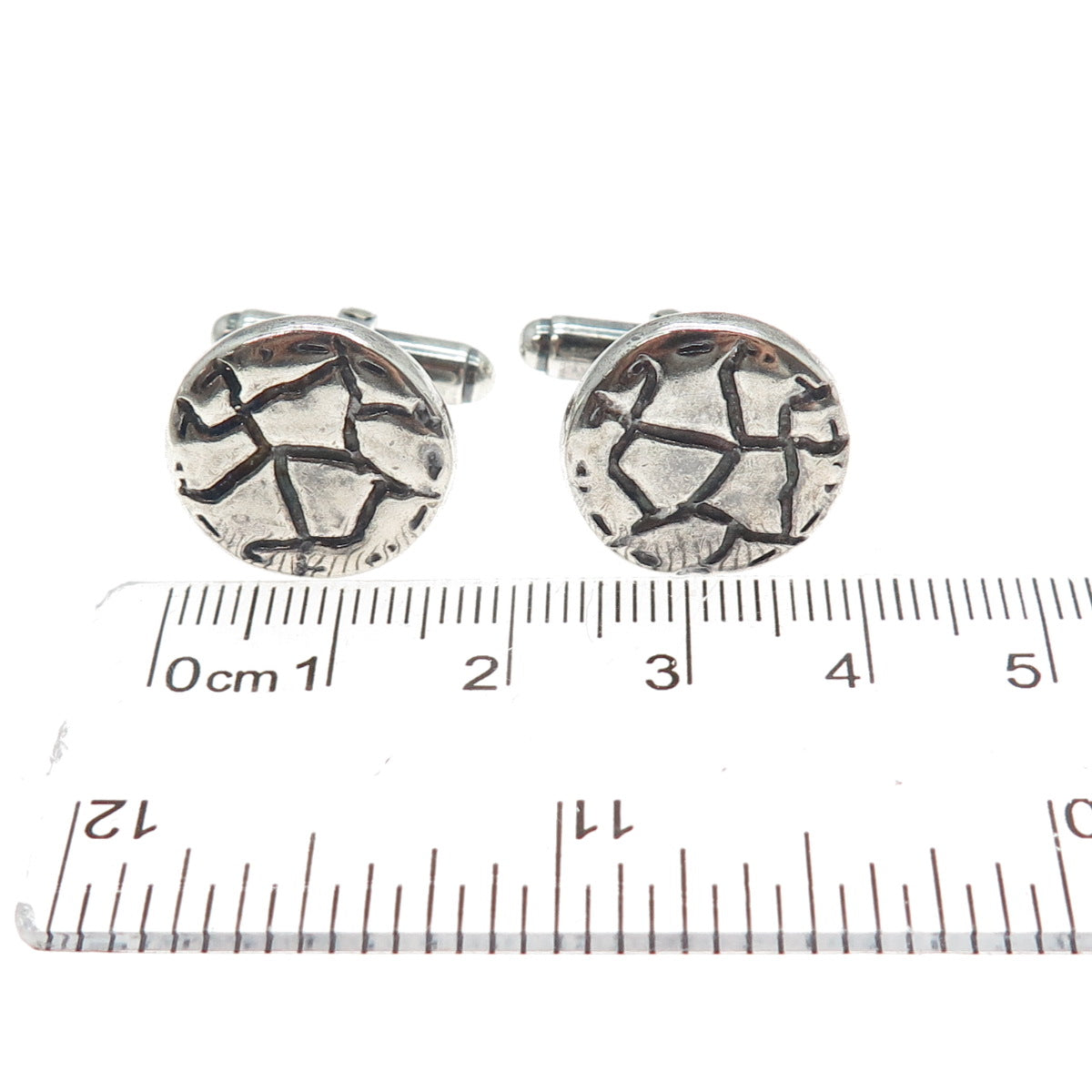 925 Sterling Silver Vintage Modernist Desert Oxidized Cufflinks