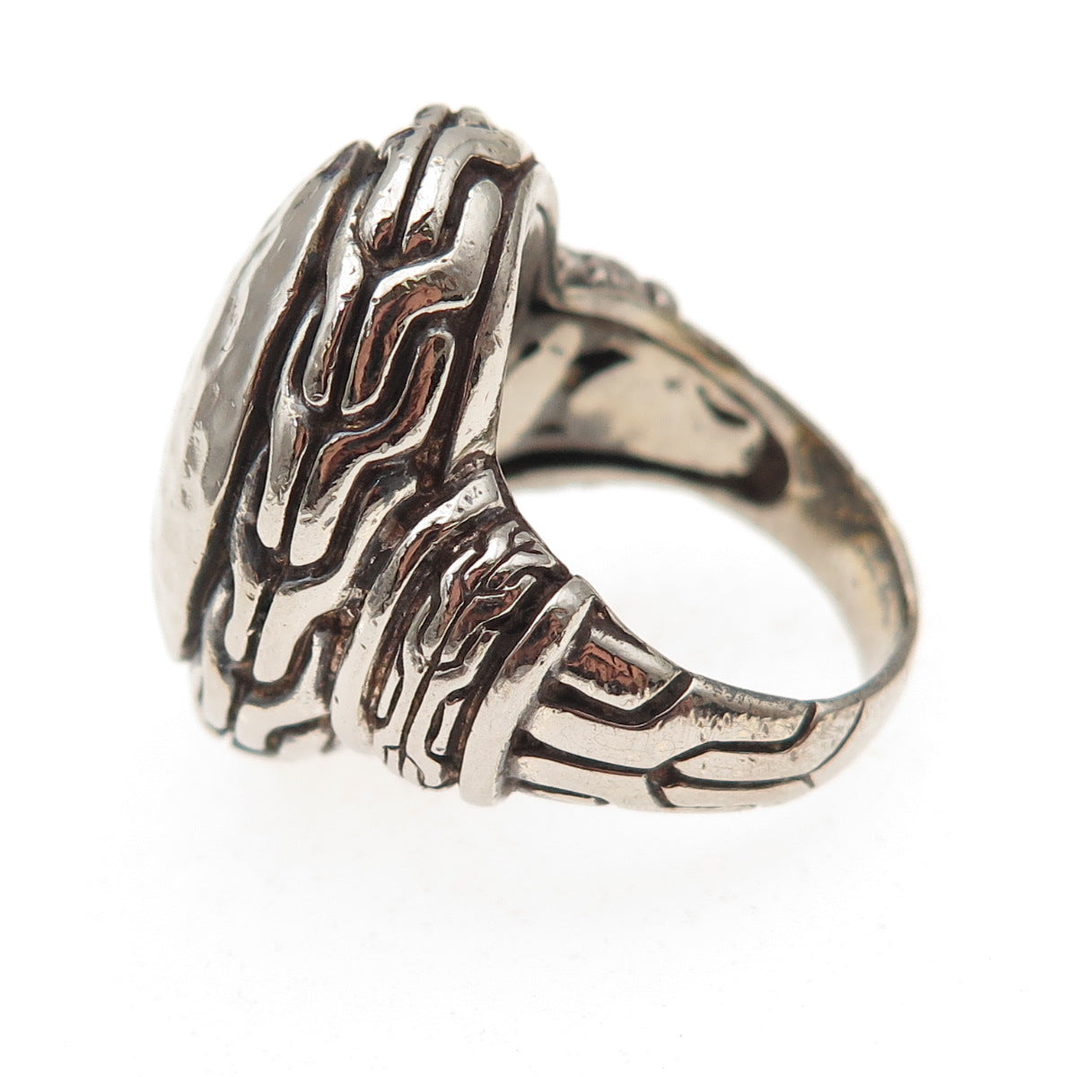925 Sterling Silver Vintage Hammered Dome Oxidized Ring Size 7.25
