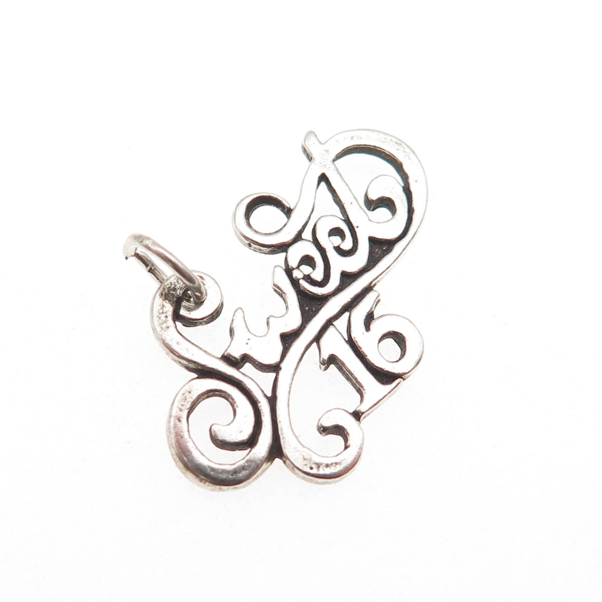 Sunwest 925 Sterling Silver Vintage Sweet 16 Oxidized Charm Pendant