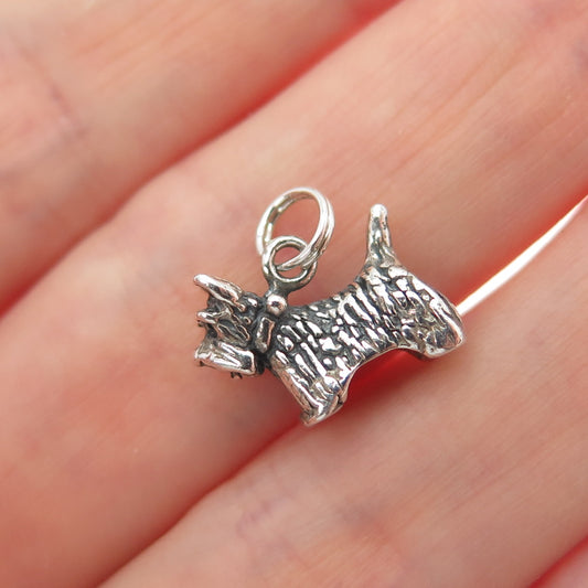 JEZLAINE Sterling Silver Vintage Scottish Terrier Dog Minimalist Charm Pendant