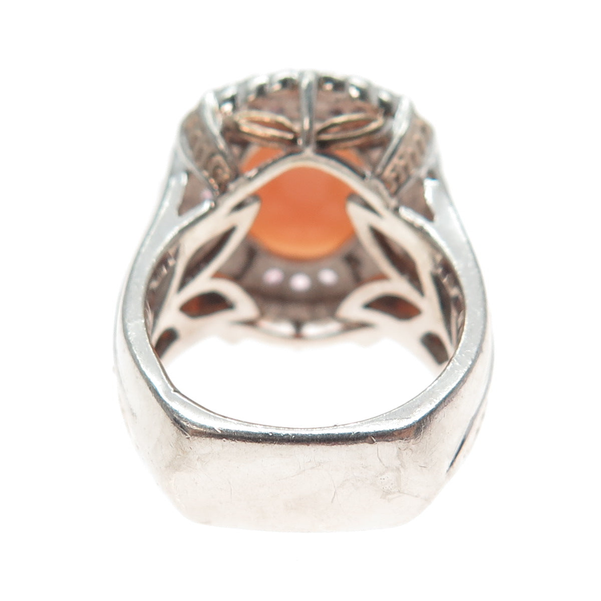 MICHAEL VALITUTTI Gems En Vogue Sterling Peach Jade Pink Sapphire Ring Size 5.25