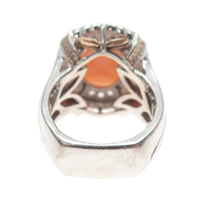MICHAEL VALITUTTI Gems En Vogue Sterling Peach Jade Pink Sapphire Ring Size 5.25