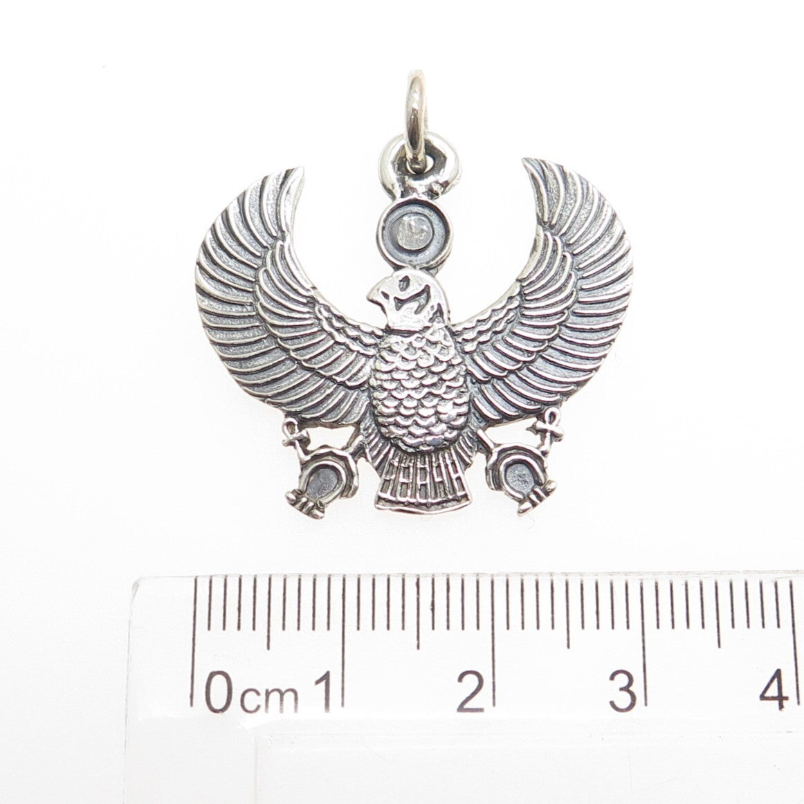 800 Silver Vintage Egypt Horus Falcon Oxidized Pendant