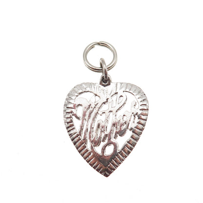 925 Sterling Silver Vintage Mother Heart Mini Charm Pendant