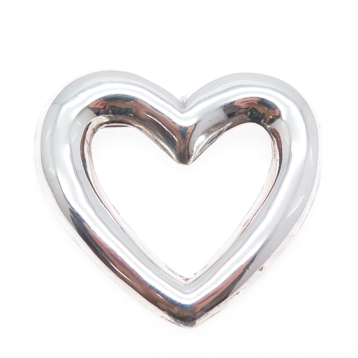 925 Sterling Silver Vintage Open Heart Pin Brooch