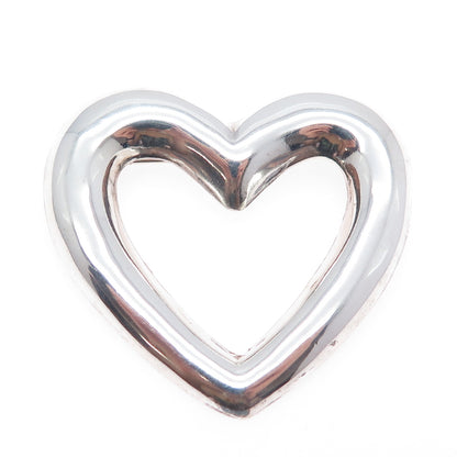 925 Sterling Silver Vintage Open Heart Pin Brooch