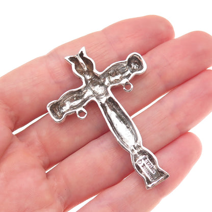 Terry Mayer 925 Sterling Silver Vintage Cross Religious Oxidized Slide Pendant