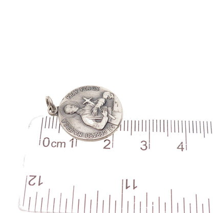 925 Sterling Silver Filled Vintage Saint Gerard Majella Medal Mini Charm Pendant