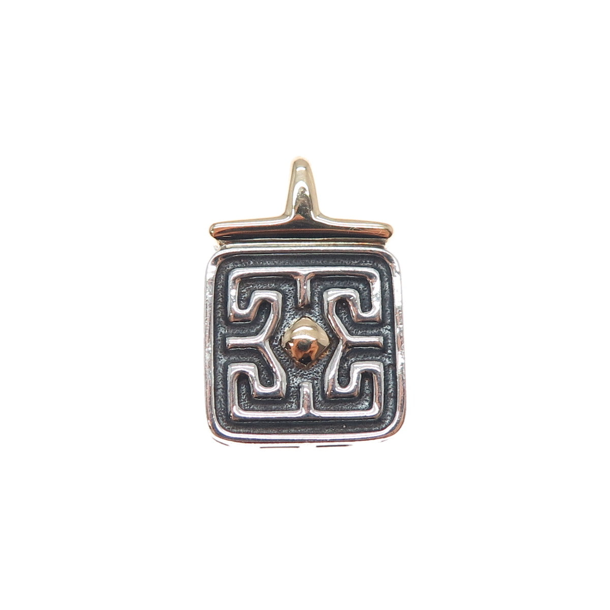 ROSS SIMONS 14K Gold & 925 Sterling Silver Vintage Modernist Mini Charm Pendant